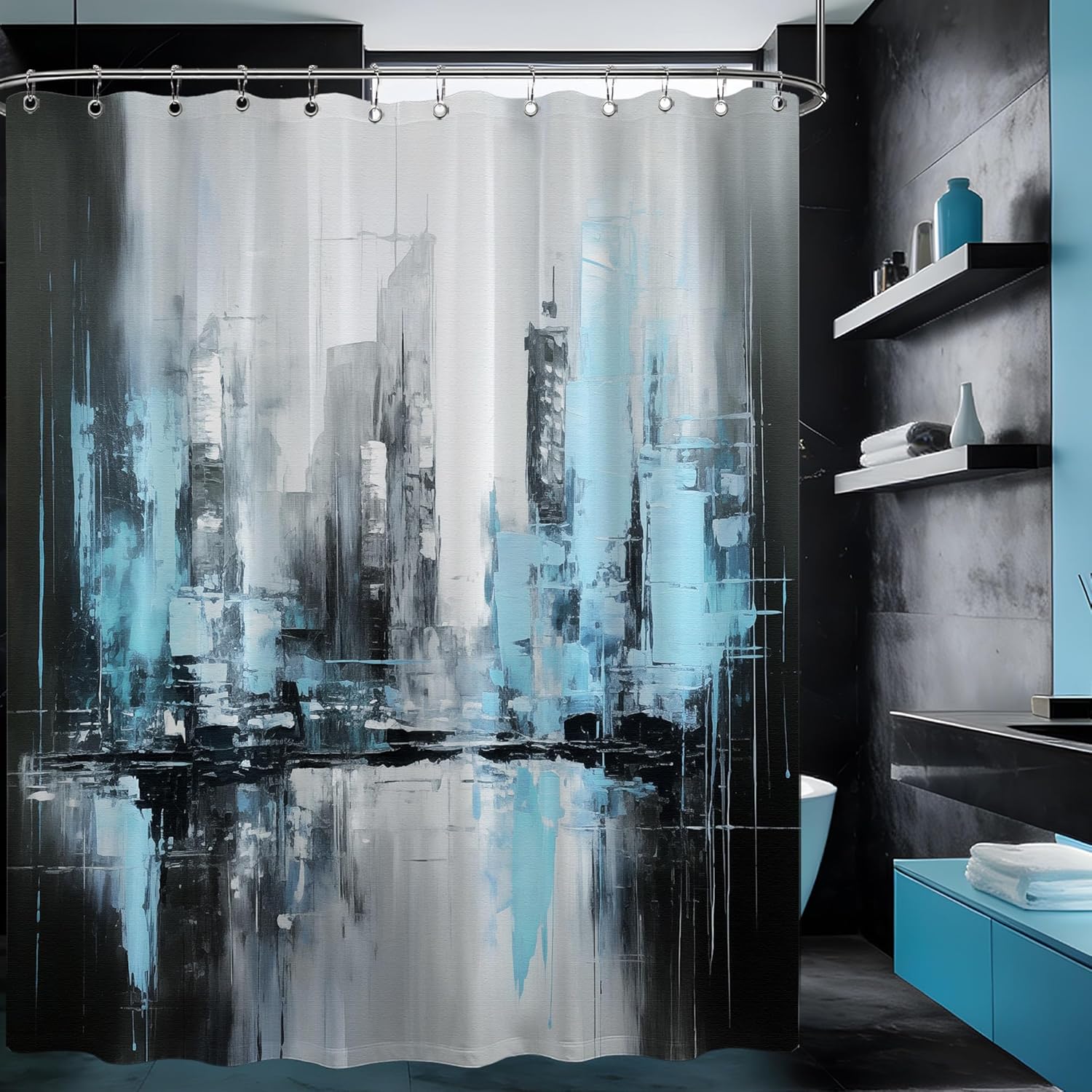 

Black And Pink Shower Curtain Abstract Art Painting Modern Bathroom Decor Minimalist Aesthetics Hooks W60H190(CM)-1 Pcs