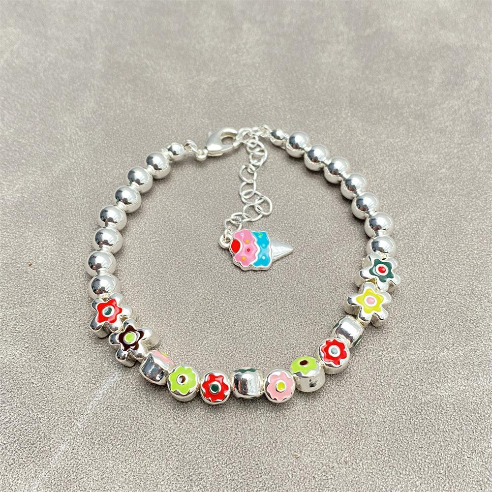 

Japanese & Korean Drip Glaze Beaded Flower Bracelet - Sweet Ice Cream Style