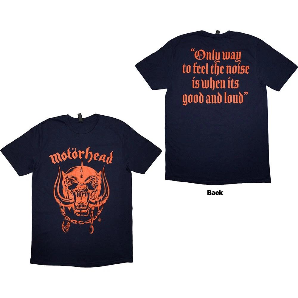 Унисекс футболка Motorhead: Хорошо и громко (Темно-синий) (Назад Печать) (Маленький) L