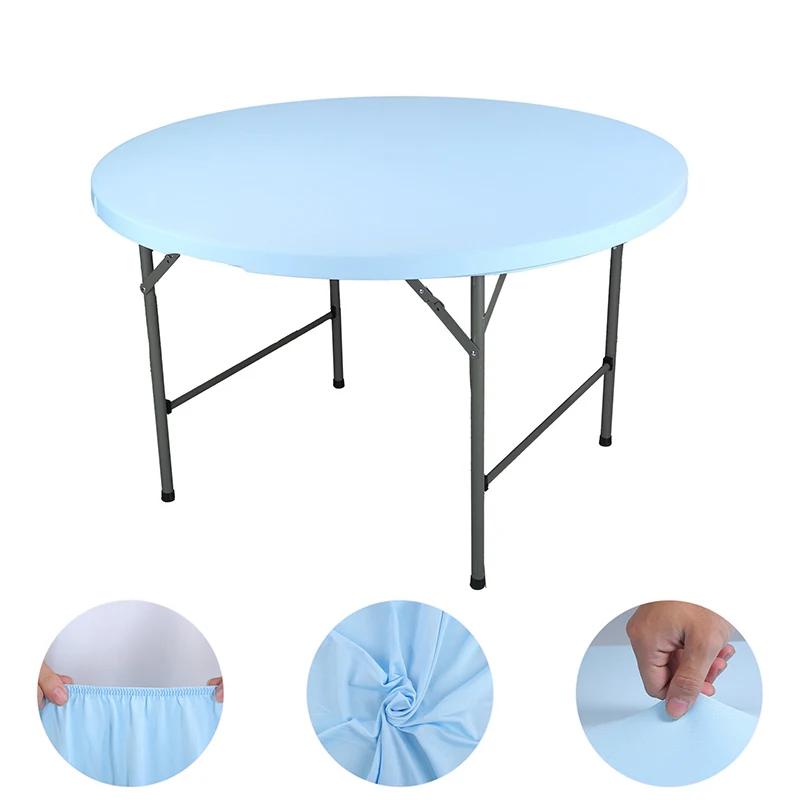 Round Picnic Table Cloth Wedding Solid Color Elastic Fitted Table Covers for Outdoor Camping Wedding Banquet Party Dining Tables
