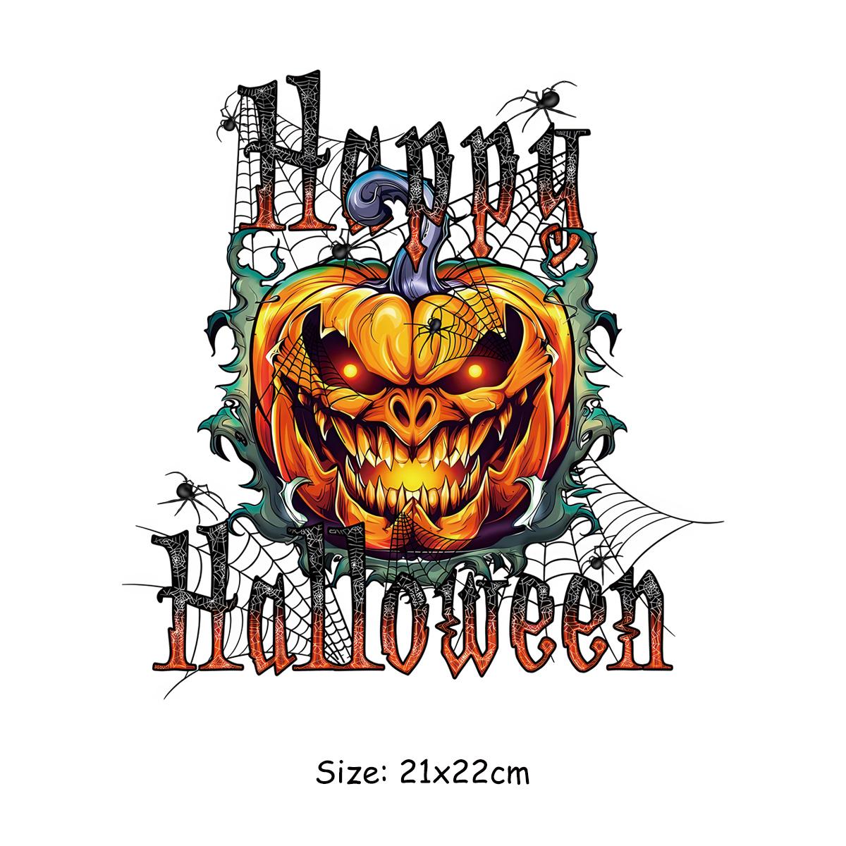 

Нашивки с буквами на Хэллоуин Черепа Тыква A-Level Моющиеся наклейки Толстовки Топы Виниловые термопрессы Нашивки своими руками на одежде