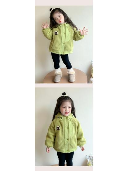 Girls' Quilted Fleece-Lined Winter Cotton Jacket - Trendy Children's Fashion Coat.