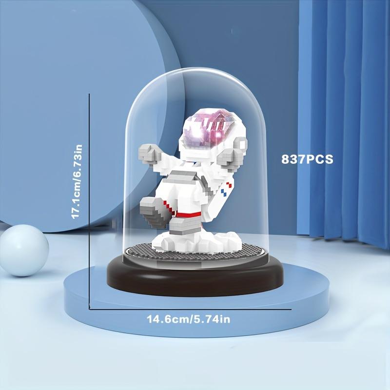 837KS Sestavitelné stavební kostky astronauta Plovoucí kosmonaut Mini kostky Hračky Sada s protiprachovým krytem a světlem Dárky pro dospělé a děti