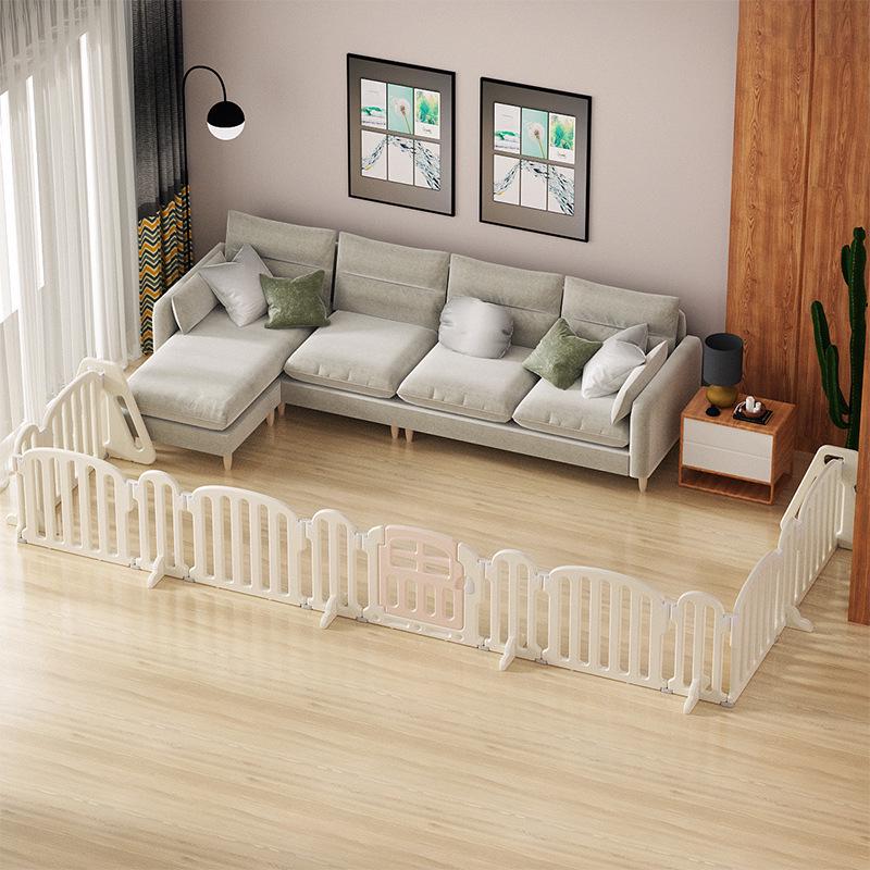 Three-Sided Indoor Baby Playpen with Safety Fence and Walker