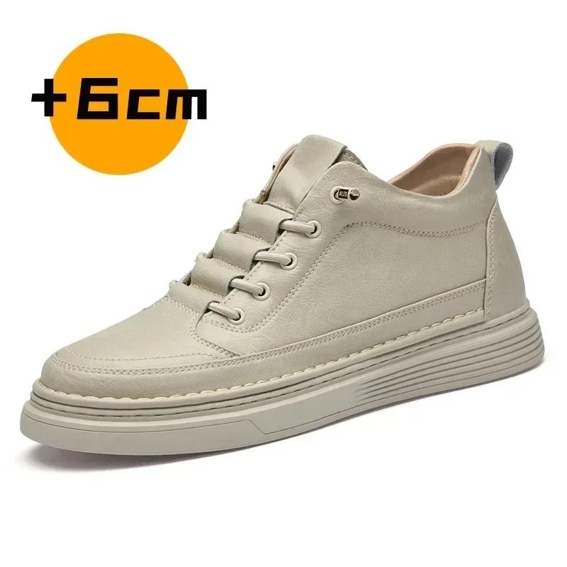 Scarpe Rialzate in Vera Pelle per Uomo Scarpe Elevator Aumento di Altezza Calzature Sneakers Casual di Lusso da Uomo Scarpe da Skate