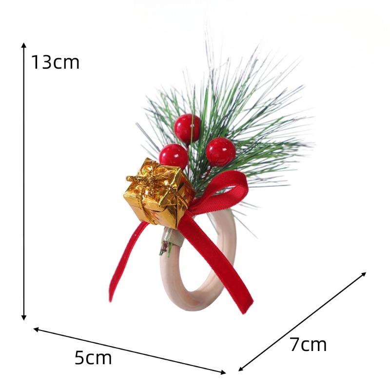 Christmas Napkin Rings Wooden Napkin Buttons for Christmas Hotel TablesHoliday Pinecone Bells Handmade Napkin Rings