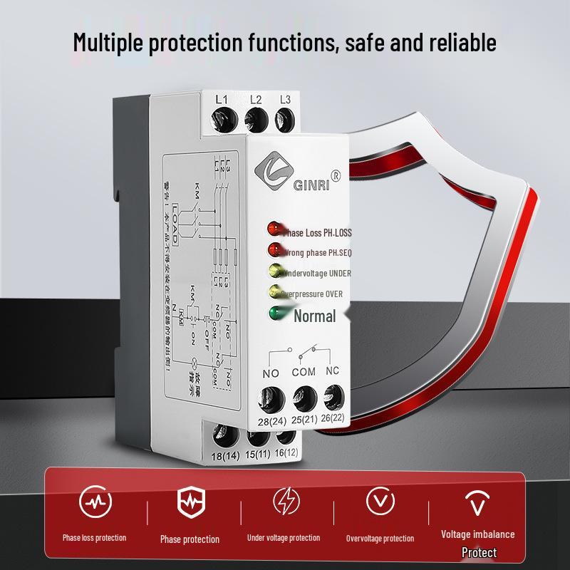 JVRD-380 Voltage Protector: Three-Phase Over/Under Voltage, Phase Loss, Sequence Imbalance Relay.