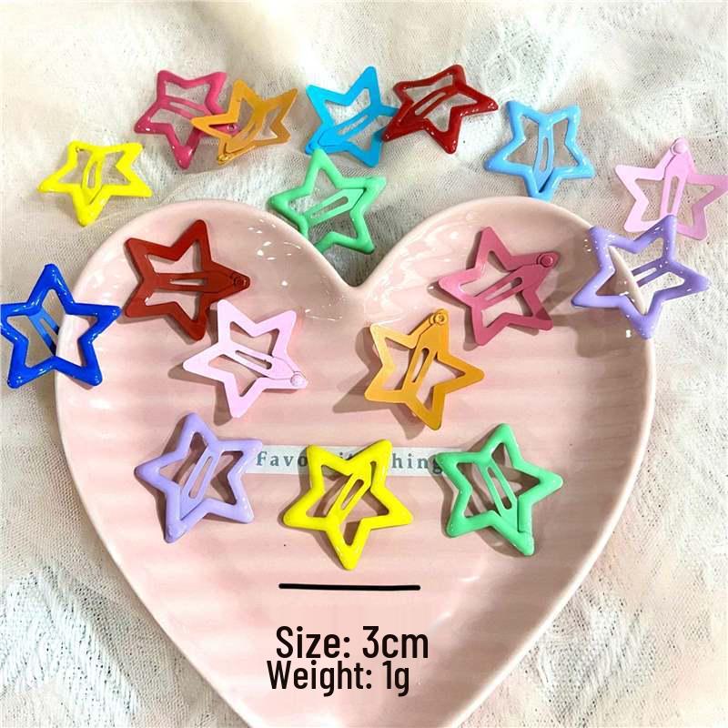 Five-Pointed Star Dopamine Candy Hair Clips for Women - Cute Side Bangs & Flyaway BB Hairpin Accessories