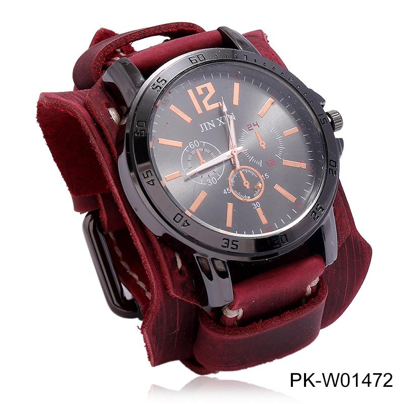 Vintage Watches Men Genuine Leather Pointer Belt Strap Punk Watch Wide Cowhide Bracelet & Bangles For Women Male Jewelry