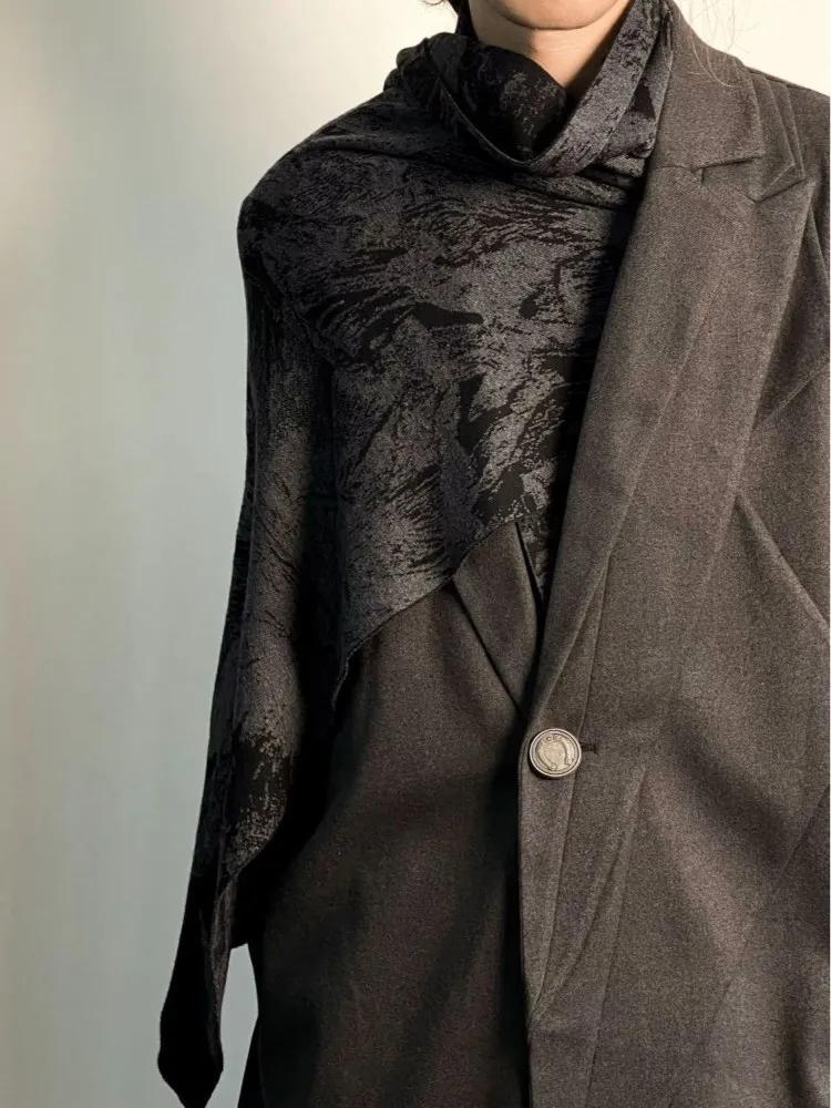 Y2k Gothic Graphic Women's Scarf Shawls Winter Warm Imitation Cashmere Scarves Men High Street Fashion Vintage Muffler Unisex