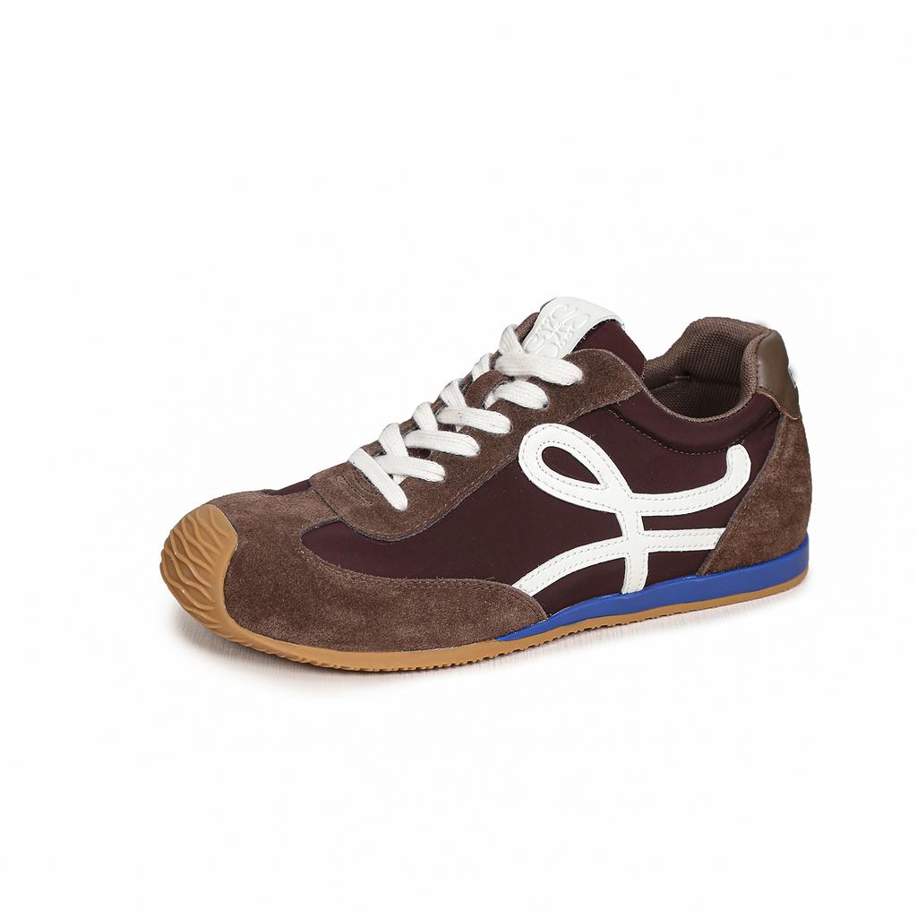 Damen-Ballerinas aus echtem Leder Retro Forrest Gump Colorblock Freizeitschuhe Sommermode Slipper Leichte Sneaker