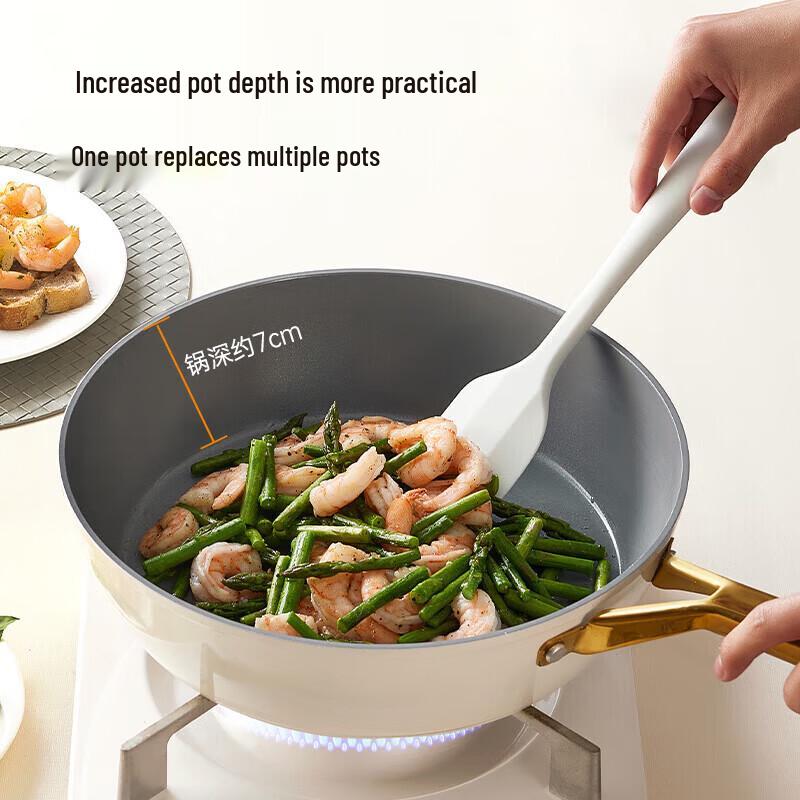 COOKER KING 28cm White Non-stick Deep Frying Pan