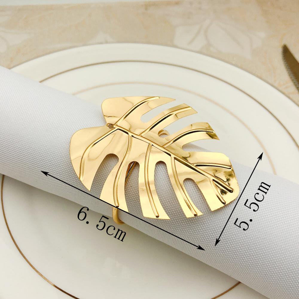 6pcs Leaves Feather Napkin Ring Buckle Holders for Wedding Party Festivals Dinner Table Decoration Gold Silver Rose Gold  2024