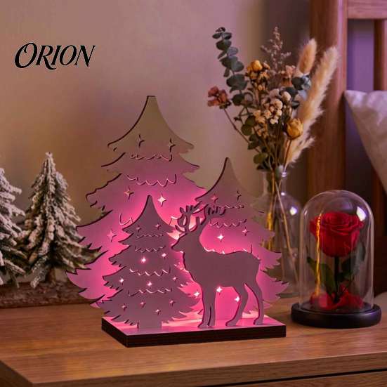 Decorative Wooden Hollow Sculptures LED Christmas Tree Tabletop Decor, Glowing Light Up Desktop Ornament Ornaments for Holiday Party And Festive Home