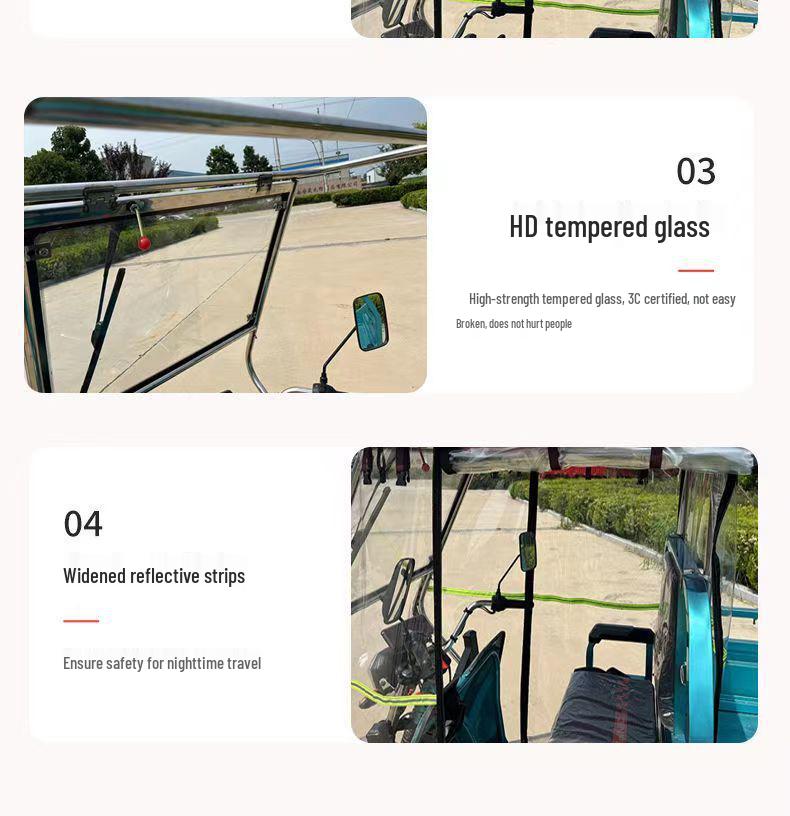 Stainless Steel Electric Tricycle Front Canopy: Thick, Transparent, Windproof & Rainproof Nylon Cover
