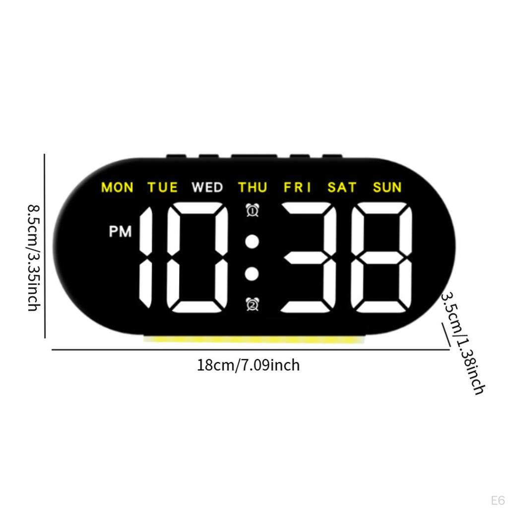 Digital Alarm Clock with LED Display, Date And Week Functionality, Adjustable Brightness for Bedroom