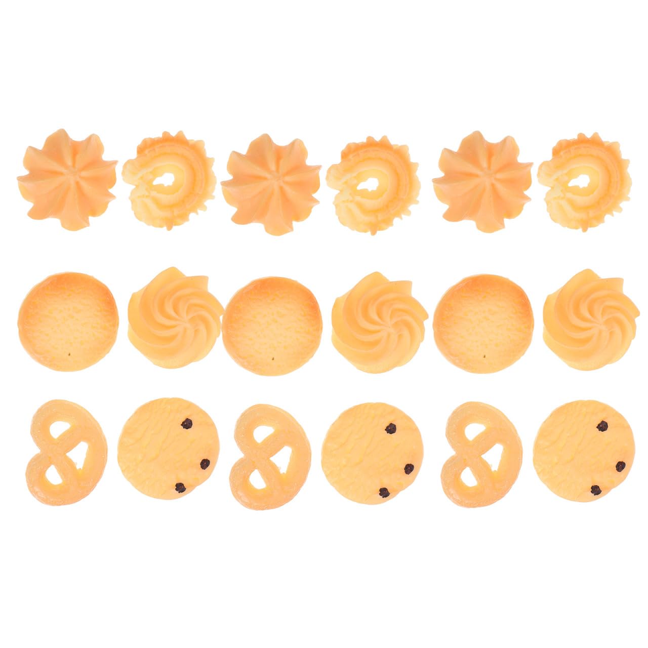 

ERINGOGO Fake Set of 18 of each of 6 Biscuit Simulation Food Realistic Photography Interior Pretend Dessert White Day Decorations Cookies, (3 types),