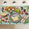 8x6 Feet Passover Celebration Polyester Background Banner - Vibrant "Happy Passover" designDJH