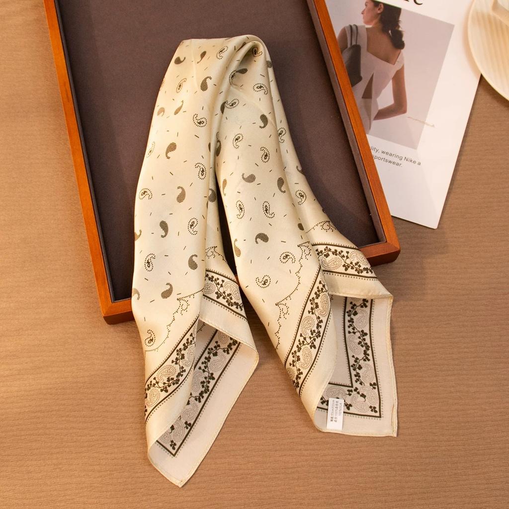 100% Natural Real Silk Scarf Women Print Bandana Square Scarves Kerchief Spring Fashion Luxury Summer Beach High Quality Hijab