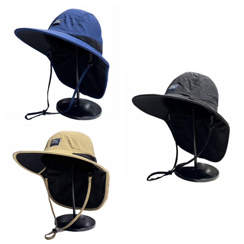 Wide Brim Shawl Neck Protection Sun Cap Sun Protection Men Fisherman Hat Simple Sunshade Hat  Male