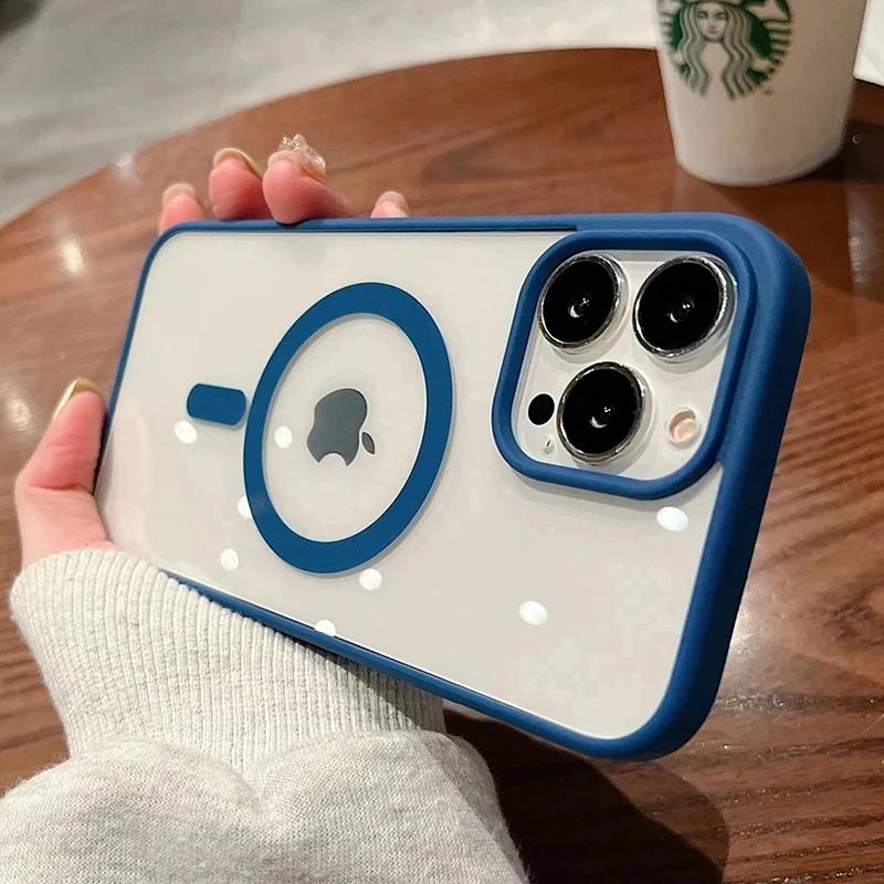 Luxury Acrylic Magnetic Clear Phone Case For iPhone 15 14 13 12 11 Pro Max 15 Plus For Magsafe Wireless Charge Hard PC Cover