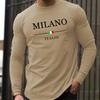 Herren 100% reine Baumwolle bequem lässig locker übergroß MALINO ITALIA bedruckt Sport Rundhals Langarm T-Shirt Top