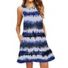 Women's Fashion Beach Dress Sleeveless Round Neck Stripe Print Dress