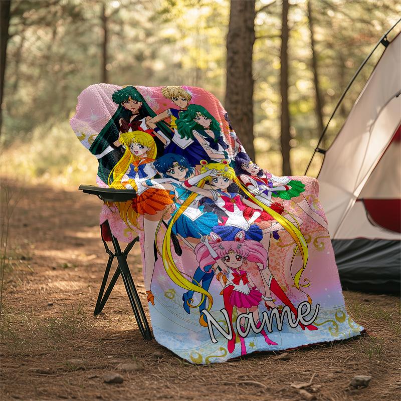 Customizable Sailor Moon  Throw Blanket – Personalized Name, All-Season Cozy Snug Blanket, Machine Washable, Personalized Blanket