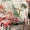 Christmas Poinsettia Vintage Stamp Truck Window Tulle Curtains For Living Room Kitchen Christmas Home Decor Sheer Voile Curtains