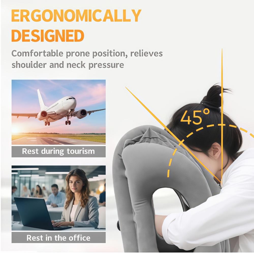 1pc Inflatable Travel Pillow, Airplane Pillow with Patented Valve Design, Travel Accessories with Neck and Head Support, Travel
