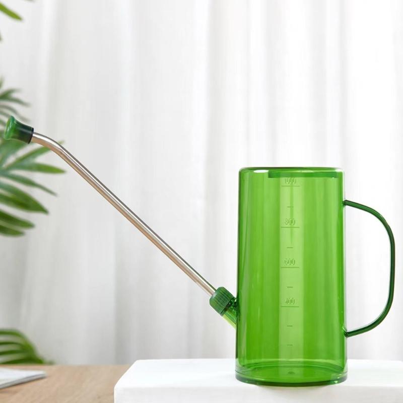 2L Clear Watering Can with Scale and Stainless Steel Long Nozzle for Indoor and Outdoor Plant Watering Health Growth
