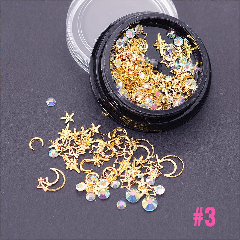

Микс золотые заклепки для ногтей Звезда Луна Жемчуг Стразы Дизайн Панк Ногти Ювелирные Изделия Серебро 3D Декор Для Ногтей 3