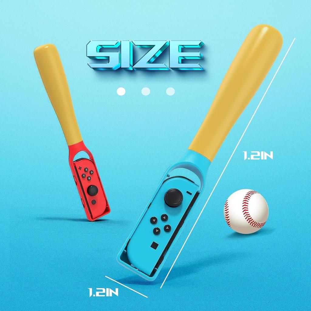 2Pcs Baseball Bat for Nintendo Switch Joy-Con Controller, Baseball Game Controller Accessories Compatible with Nintendo Switch OLED/ Nintendo Switch