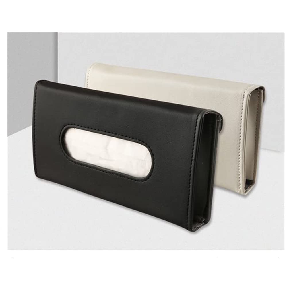 JEYODA Car Tissue Case Car Sun Visor Tissue Headrest Armrest Dashboard PU Leather Hanging (Black)