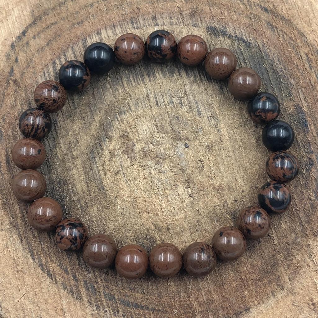 8mm Natürliche Mahagoni Obsidian Edelsteinperlen Unisex Schmuck Handgemacht Persönliches Wachstum Armband 7.5" RBB-62