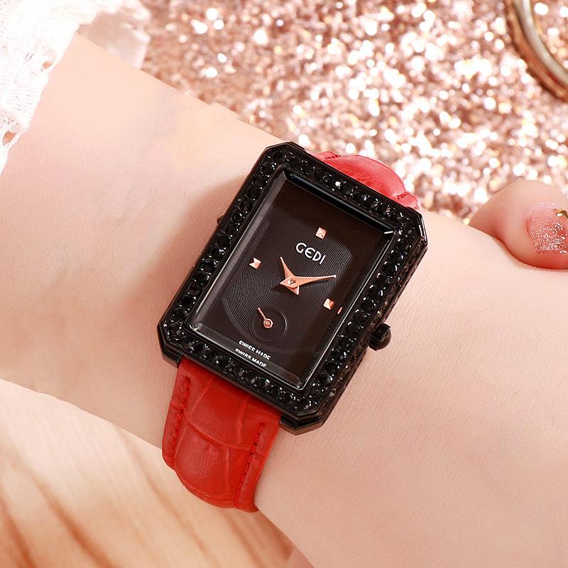 Diamond-Encrusted Square Women'S Belt Watch Waterproof Fashion Casual Women'S Watch