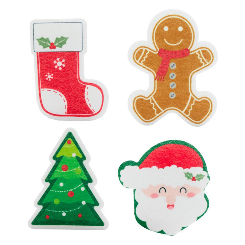 Christmas Sponges Kitchen Dual Sided Scrub Bowl Pot Cleaning Sponge Santa Christmas Tree Gingerbread Man Cleaning Tools