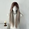 Asian Long Straight Lace Front Wig - Gradient Dyed Middle Part, Full Head Coverage, Natural Look for Women