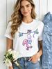 Easter Bunny Egg Pattern Love Letter Pullover T-shirt Short Sleeve Harajuku Kawaii Summer Top for Ladies Loose Fit Polyester Fab