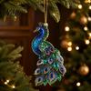 Acrylic Christmas Ornament Faux Crystal Animal Ornament, Flat Print Hanging Decor Tree Decoration for Tree, Butterfly/Peacock/Bird/Swan Holiday
