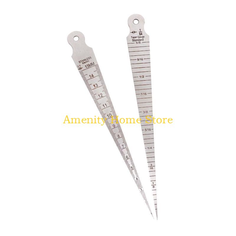 F26C Compact Taper Gage 0-15mm Stainless Steel Taper Welding Gauge Inch & Metric Feeler for Gap Hole Measure Tool La Ser Scal