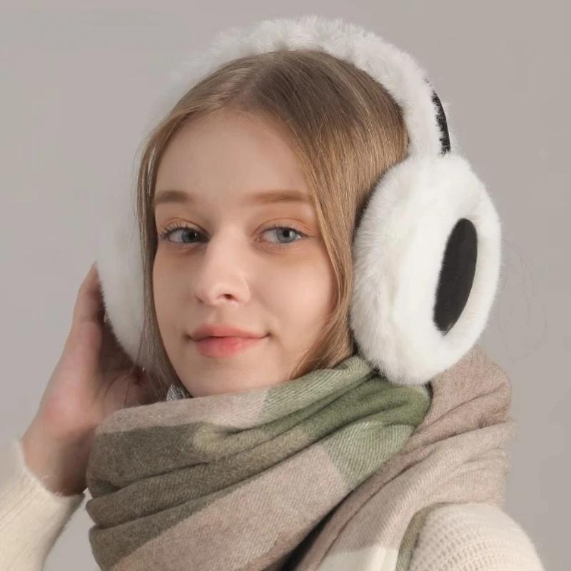 Winter Thicken Fluffy Plush Earmuffs Solid Soft Plush Ear Keep Warmer Fashion Outdoor Earflap Protection Foldable Ear Cover