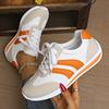 Fashion Women's Lightweight Fashion Sneakers Comfort Non Slip Casual Sports Shoes Woman Orange Striped Mesh Breathable Platform Sneakers