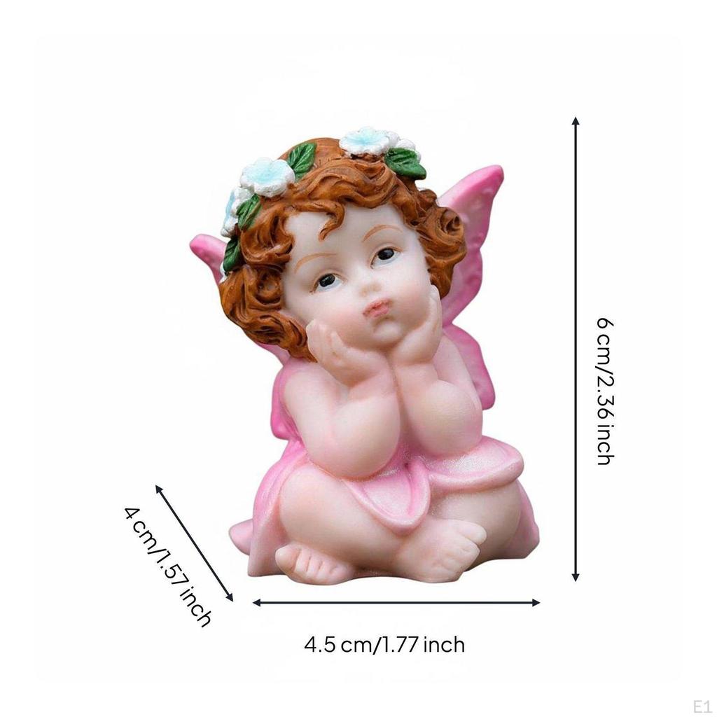 Garden Nymph Figurine Birthday Gift Sitting Angel Statue Cute Design Resin for Kids,