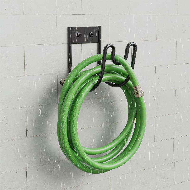 Wall Mounted Garden Hose Hanger Heavy Duty Sprayed Iron Water Pipe Storage Hook for 50ft Hose Patio Garden Use