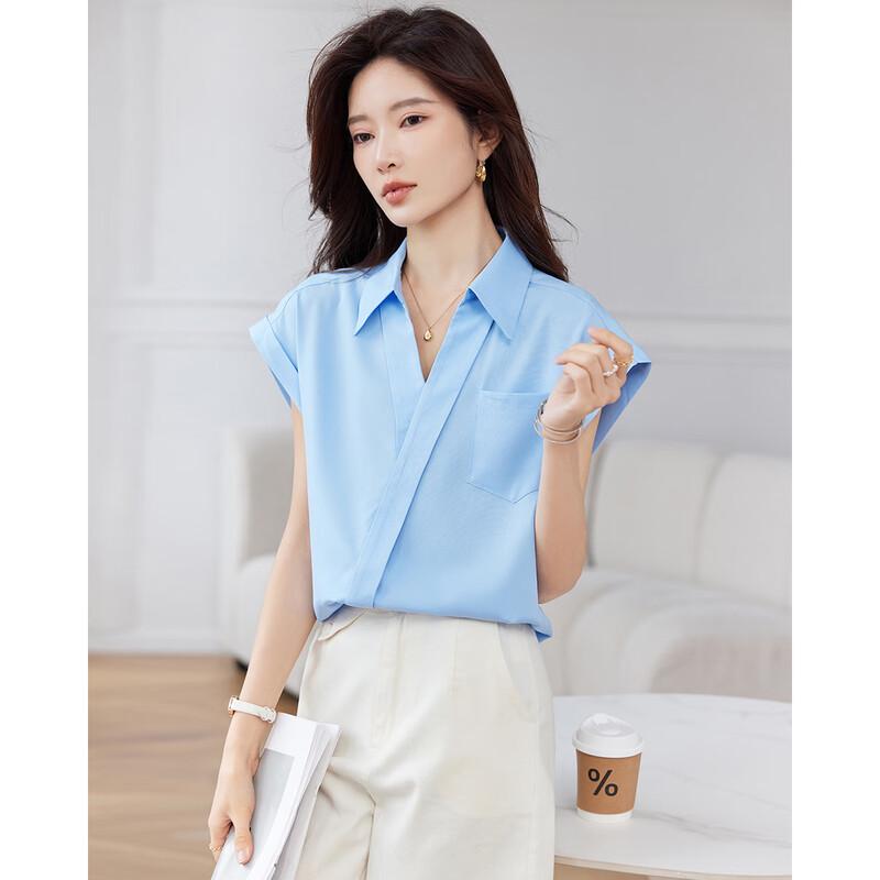 TERRE BLEUE Women's Casual Loose Fit Summer Shirt