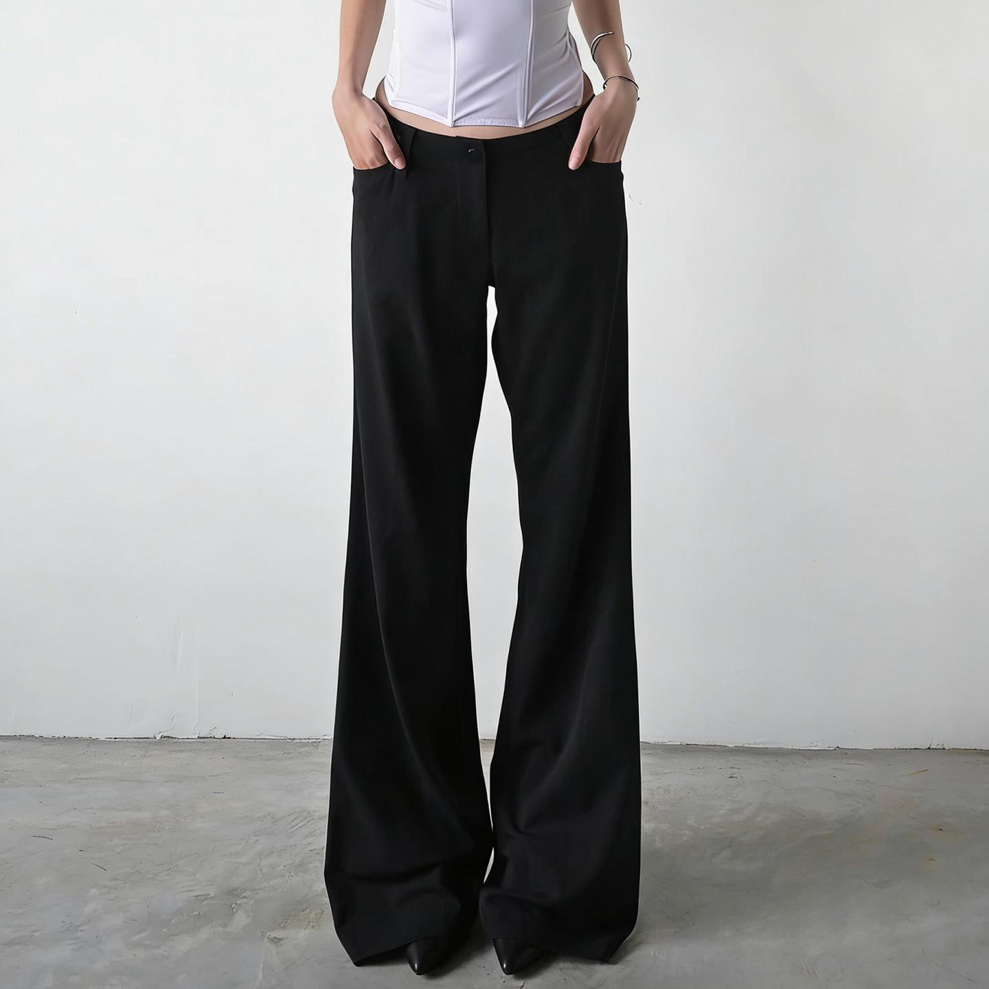 European & American Style Slimming Low-Waist Long Suit Pants Medium чёрный