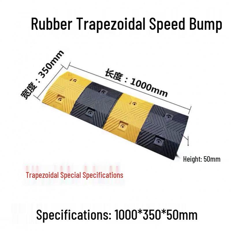 2cm High Mini Rubber Speed Bump and Bicycle Buffer with Yellow-Black Stripes for Parking Space Division