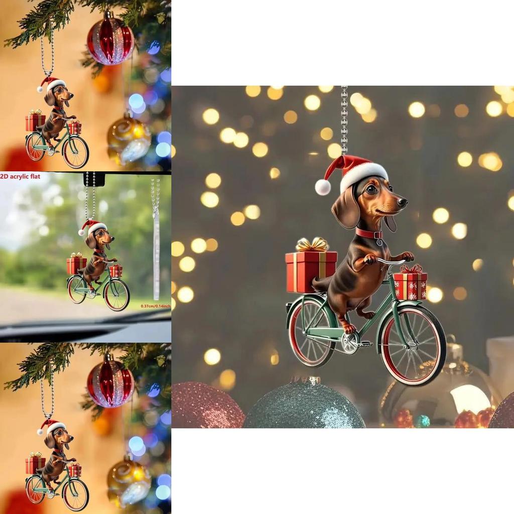 Christmas Dog Car Pendant Acrylic Cartoon Decoration For Vehicle Interior