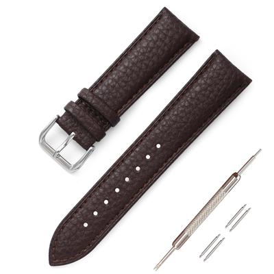 Jumpsunfun Montre en Cuir Véritable Montre en Cuir de Veau Remplacement Marron et Bracelet à Ressort, Bracelet, Boucle, 18mm/Foncé (Instructions incluses,